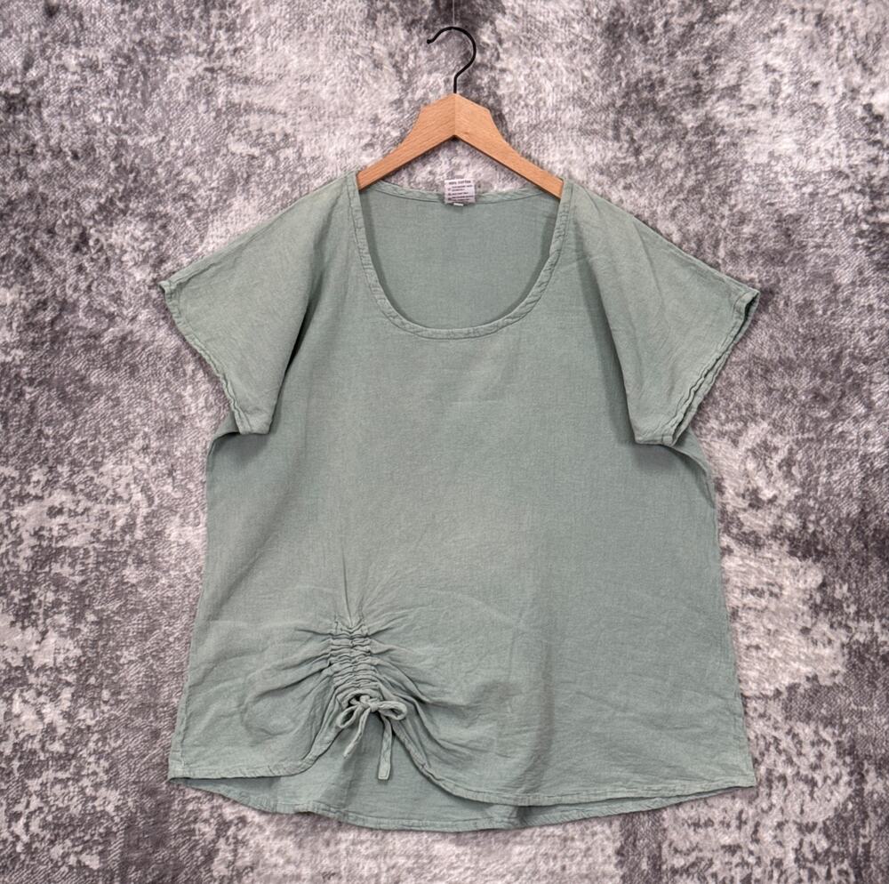 Oh My Gauze! Top 2 / Medium Womens Green Ruched Shirt